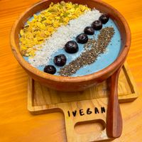 Blue spirulina smoothie bowl - must try  at iVegan Supershop Da Nang - Healthy Plant Based Cafe in Da Nang