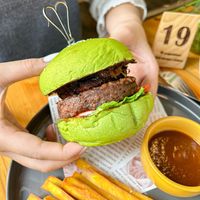 Pineapple burger, the patty is plant based meat. It quite cool at iVegan Supershop Da Nang - Healthy Plant Based Cafe in Da Nang