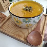 Pumpkin soup at iVegan Supershop Da Nang - Healthy Plant Based Cafe in Da Nang