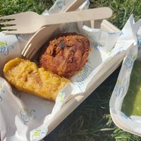 Battered sausage and friend chicken at Saving Nemo in Darlington