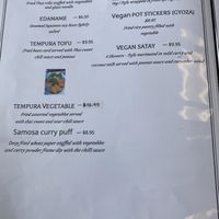 Vegan menu  at Thai Silk in Orlando