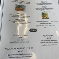 Vegan menu  at Thai Silk in Orlando