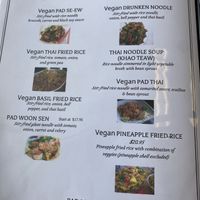 Vegan menu  at Thai Silk in Orlando