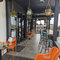 Part of outside seating at Zebra House Coffee in San Clemente