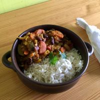 Veg & bean stew with rice  at Schronisko PTTK Przysłop in Wisla