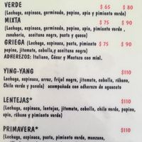 menu  at Verde Limón in Manzanillo
