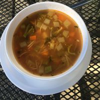 vegetable with pasta soup at Verde Limón in Manzanillo