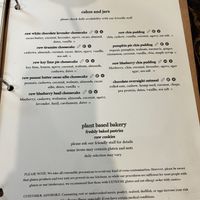 Dessert menu all vegan!   at Green Zebra Cafe - Main St in Sarasota