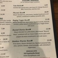 Menu  at The Flying Mayan in Raleigh
