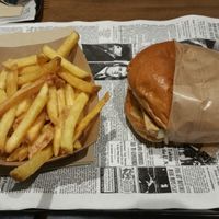Tofu burger with fries at Burgermeister Oberdorf in Zurich