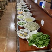 DIY Hotpot ingredients (vegetables, noodles, tofu)   at Vegan Impression 素食印象 in Chengdu