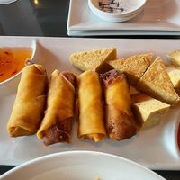 Fried tofu and spring rolls (we asked extra poke sauce for these)  at Pete's in Madeira Beach