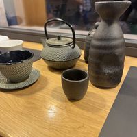 Warm green tea and warm sake  at Maguro in Zadar