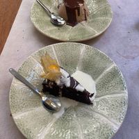 Chocolate & Hazelnut cake & Carob Cream Pot at Ca n'Ela Vegan Restaurant in Mallorca