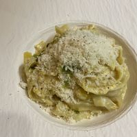 Creamy ‘carbonara' at Ca n'Ela Vegan Restaurant in Mallorca