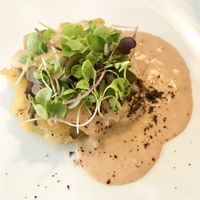 Pastel de patata y portobello  at Ca n'Ela Vegan Restaurant in Mallorca