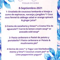 Menú at Ca n'Ela Vegan Restaurant in Mallorca