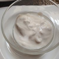 Almond yoghurt at Ca n'Ela Vegan Restaurant in Mallorca