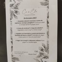 The menu at Ca n'Ela Vegan Restaurant in Mallorca