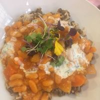 Bean and lentil timbale at Ca n'Ela Vegan Restaurant in Mallorca