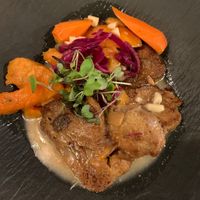 Heura al horno at Ca n'Ela Vegan Restaurant in Mallorca