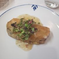 Brick - crispy pancake/pastry with potato and mushroom inside. So delicious! at Ca n'Ela Vegan Restaurant in Mallorca