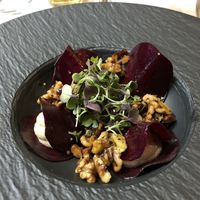 raw beetroot ravioli   at Ca n'Ela Vegan Restaurant in Mallorca