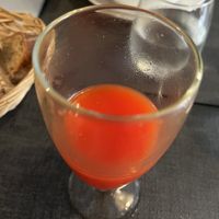 Sumo de naranja y remolacha   at Ca n'Ela Vegan Restaurant in Mallorca