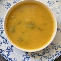 Second: carrot soup with seaweed   at Ca n'Ela Vegan Restaurant in Mallorca