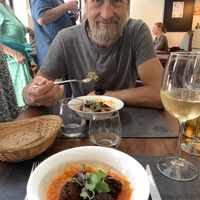 Soy ‘meat’ balls in tomato and carrot sauce.   at Ca n'Ela Vegan Restaurant in Mallorca
