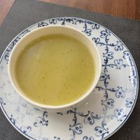 Warm celery & zucchini soup   at Ca n'Ela Vegan Restaurant in Mallorca
