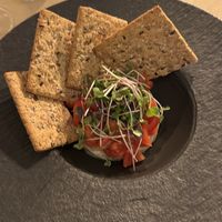 Vegan aubergine tartar  at Ca n'Ela Vegan Restaurant in Mallorca