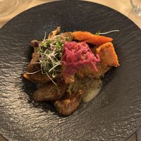 Homemade Seitan with carrot and sweet potato   at Ca n'Ela Vegan Restaurant in Mallorca
