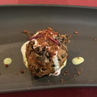 Spinach pakora with Mango chutney   at Ca n'Ela Vegan Restaurant in Mallorca