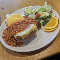 Vegan cheese and beans potato at The Bothy in Braemar