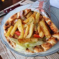 Vegan pita with falafel at Pheidias Grill House in Olympia