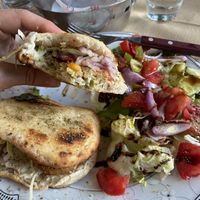 The vegan falafel with a salad instead of fries. Delicious!  at Pheidias Grill House in Olympia