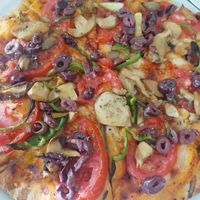 Vegan pizza at Pheidias Grill House in Olympia