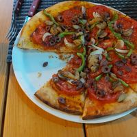 Vegan pizza at Pheidias Grill House in Olympia