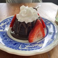 Vegan chocolate mocha cake   at Moosewood Restaurant in Ithaca