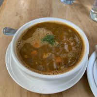 Very nice lentil soup, a bit spicy.  at Moosewood Restaurant in Ithaca