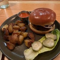 Black bean burger at Moosewood Restaurant in Ithaca