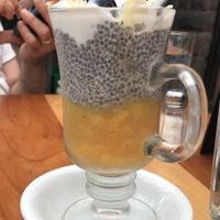 Peach almond chia pudding  at Moosewood Restaurant in Ithaca