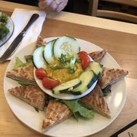 Curried chickpea spread at Moosewood Restaurant in Ithaca