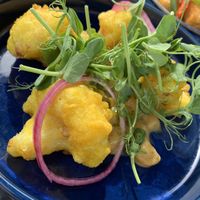 Extremely tasty curried cauliflower bites with mango Mayo at The Tal-y-Cafn in Colwyn Bay