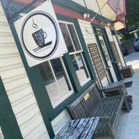 Side of cafe and cafe sign at Trail's End Cafe in Bala Cynwyd