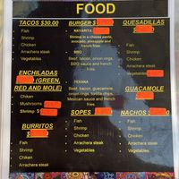 menu  at El Original in Sayulita