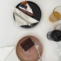 Summer berry chocolate cake & lavender brownie  at 269 Vegan in Dunfermline