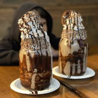 We got one of each vegan flavor - cookie and chocolate chunk  at The Yard Milkshake Bar in Panama City Beach