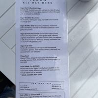 Vegan menu at Urban Espresso Lounge in Coffs Harbour